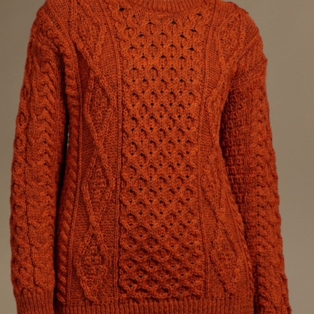 Cozy Orange Cable Knit Sweater